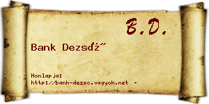 Bank Dezső névjegykártya