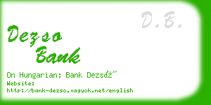 dezso bank business card